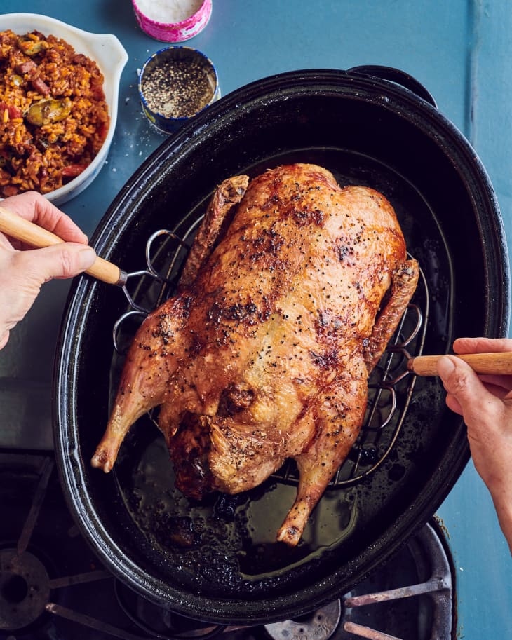 Roast Duckling Stuffed with Oysters and Red Rice The Kitchn